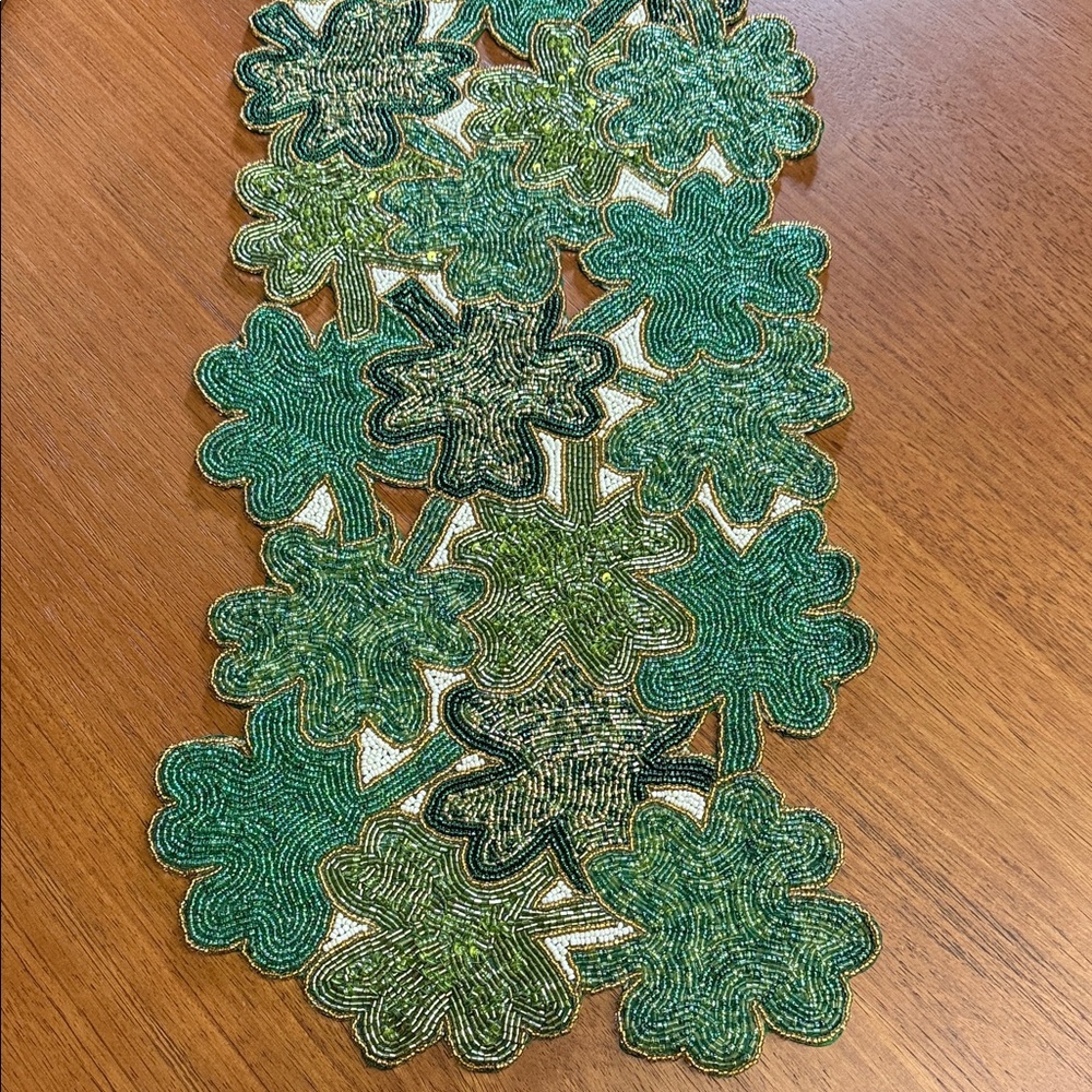 Shamrock Beaded Table Runner